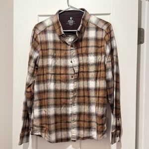Kuhl Men’s Button-Down Flannel Shirt - Brown Plaid - Size M